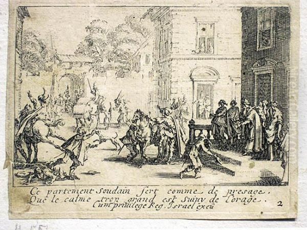 Syn Marnotrawny Opuszcza Dom Rodzinny Oil Painting by Jacques Callot