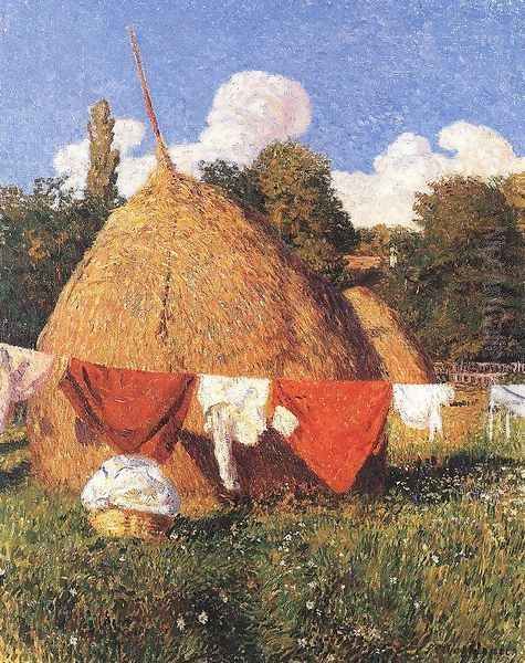 Drying Clothes 1903 Oil Painting by Bela Ivanyi Grunwald