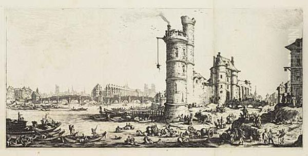 Vue Du Pont-neuf Oil Painting by Jacques Callot