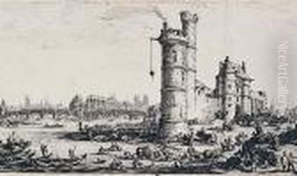 Vue Du Pont Neuf Eau-forte Oil Painting by Jacques Callot