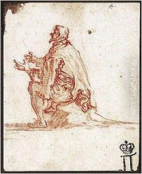 Man Seated On A Rock Oil Painting by Jacques Callot