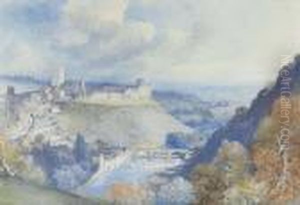 Richmond Castle And Town, Yorkshire Oil Painting by William Callow