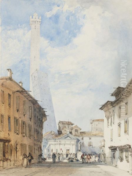 Street Scene In Bologna Oil Painting by William Callow