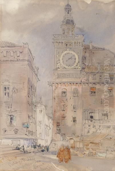 Piazza Maggiore, Bologna Oil Painting by William Callow