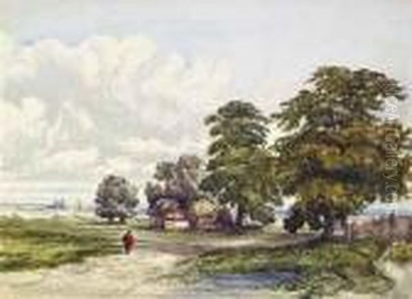 An Extensive Landscape With A Figure In The Foreground Oil Painting by William Callow