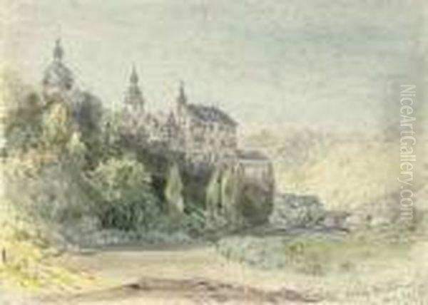 View Of Schloss Weilburg On The Lahn, Germany Oil Painting by William Callow