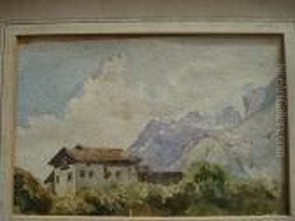 A Mountain Chalet Oil Painting by William Callow