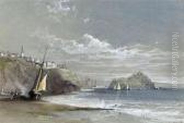 View Of Tenby, South Wales Oil Painting by William Callow