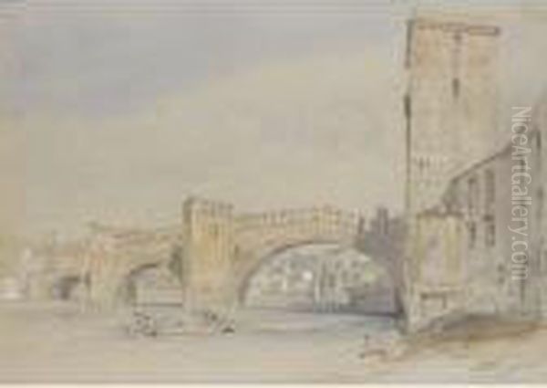 The Old Bridge, Verona Oil Painting by William Callow