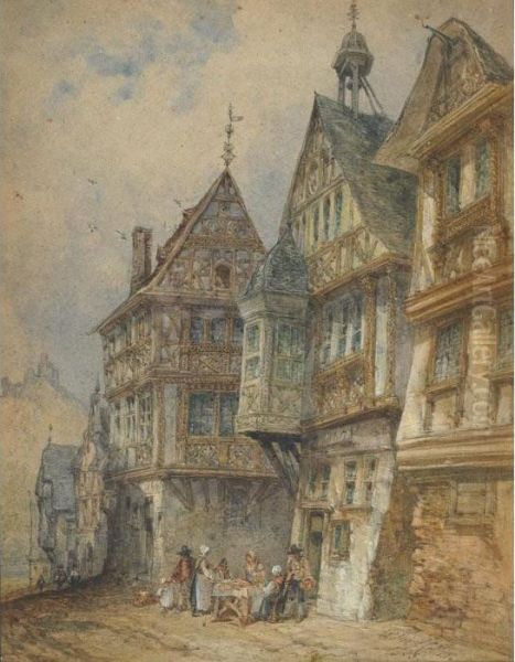 Old Houses Oil Painting by William Callow