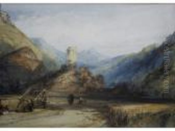 A Swiss Valley Oil Painting by William Callow