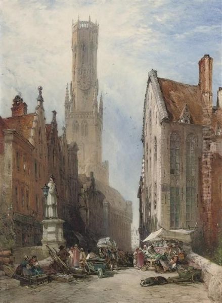 The Belfry, Bruges Oil Painting by William Callow