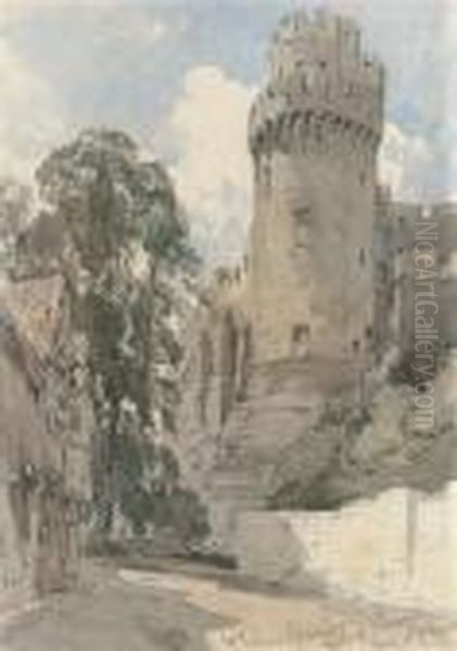 Caesar's Tower, Warwick Castle Oil Painting by William Callow