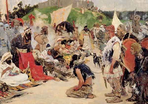 Haggling for Eastern Slaves Oil Painting by Sergei Ivanov