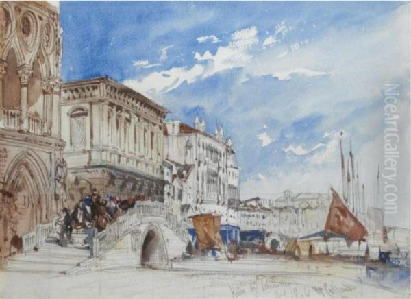 Riva Degli Schiavoni, Venice Oil Painting by William Callow