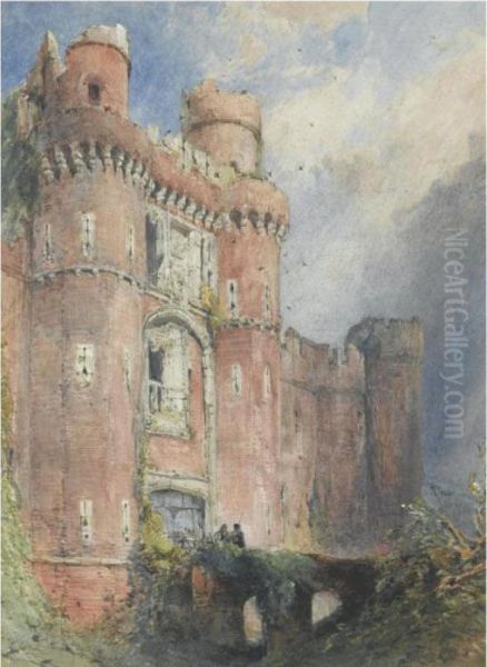 The Grand Entrance To Herstmonceux Castle, Sussex Oil Painting by William Callow