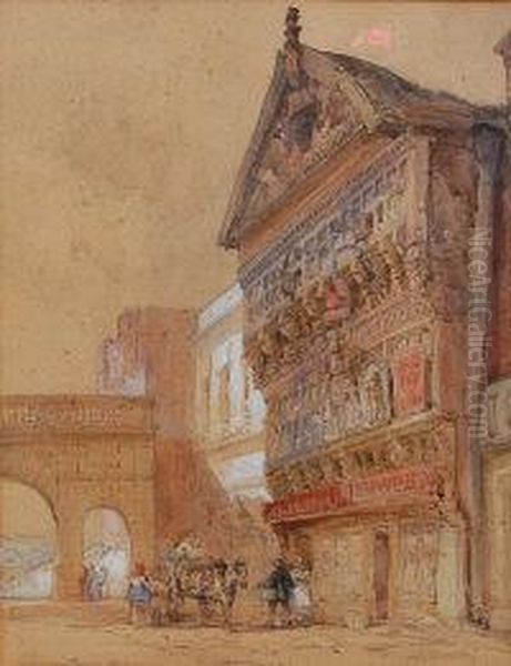 The Bear & Billet Inn, Castle Street, Chester Oil Painting by William Callow