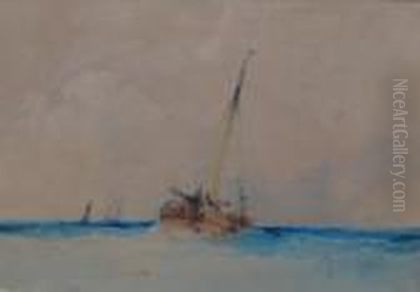 Sailing Boat In Calm Sea Oil Painting by William Callow