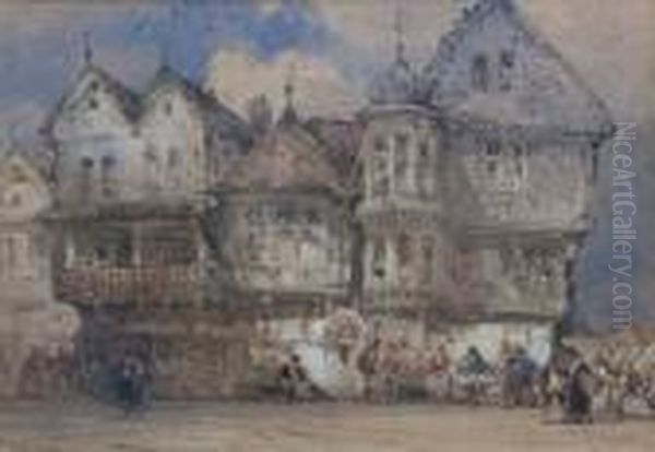 Hotel Of The Golden Chain, Langen - Schwalbach Oil Painting by William Callow