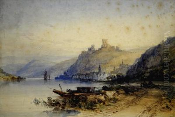 Schloss Knackhausen On The Rhine Oil Painting by William Callow