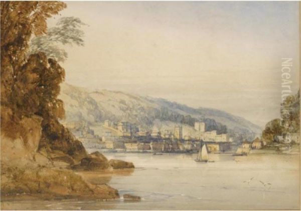 View Of Dartmouth Oil Painting by William Callow