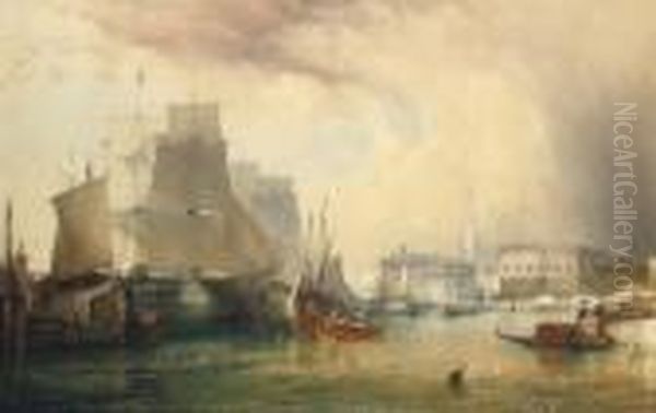 View Of The Doge's Palace And Piazzetta With The Campanile Of San Marco, Venice Oil Painting by William Callow