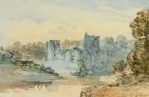 Chepstow Castle Oil Painting by William Callow