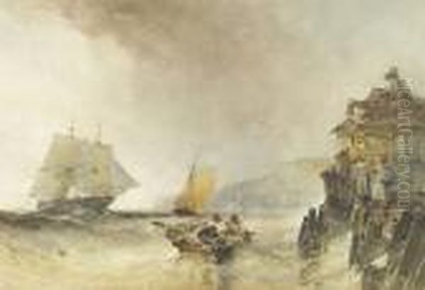 Entering Port Oil Painting by William Callow