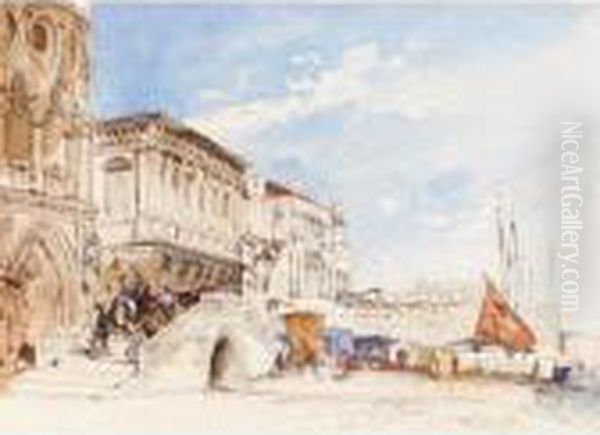 Riva Degli Schiavoni, Venice Oil Painting by William Callow