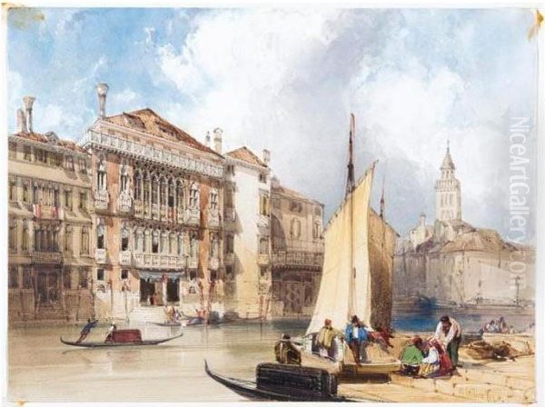 The Palazzo Pisani-moretta On The Grand Canal, Venice Oil Painting by William Callow