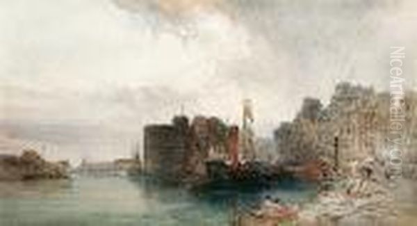 The Harbour At Le Havre, Normandy Oil Painting by William Callow