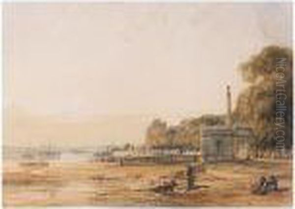 View On The Seine Near Paris Oil Painting by William Callow