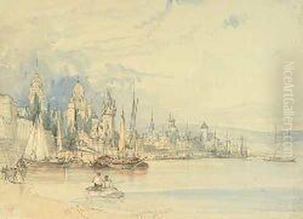 Mayence From The Rhine Oil Painting by William Callow