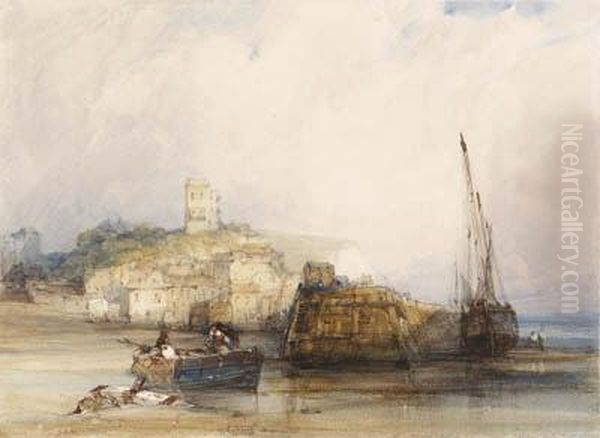 Fishing Vessels At Broadstairs, Kent Oil Painting by William Callow