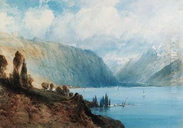 Lake Geneva, Switzerland Oil Painting by William Callow