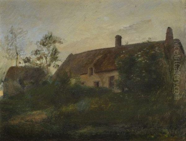 Vue D'une Chaumiere Oil Painting by Adolphe Felix Cals