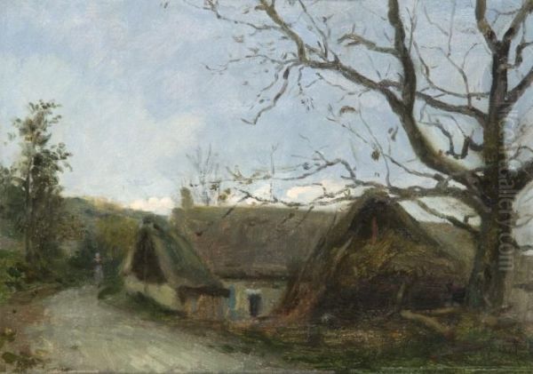 Le Vieux Noyer, Entree Des Elluats A Orrouy Oil Painting by Adolphe Felix Cals