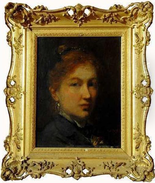 Portrait De Femme Oil Painting by Adolphe Felix Cals