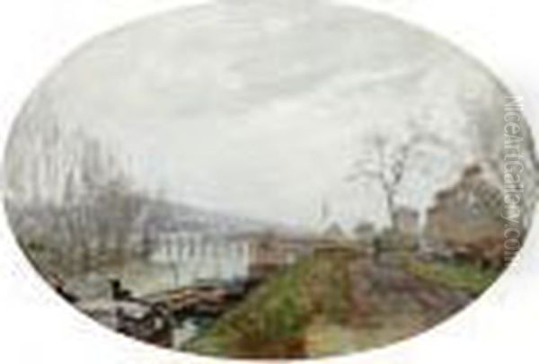 Bord De L'oise Oil Painting by Adolphe Felix Cals