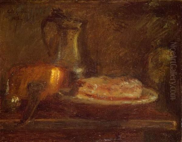 Nature Morte A La Cruche, Honfleur Oil Painting by Adolphe Felix Cals