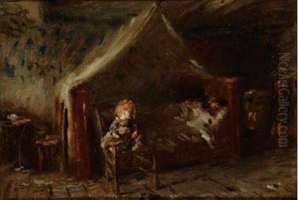 La Poupee Oil Painting by Adolphe Felix Cals