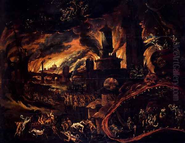 Hell Scene Oil Painting by Jacob Isaacsz