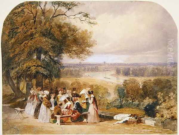 A Picnic on Richmond Hill Oil Painting by Joseph Murray Ince