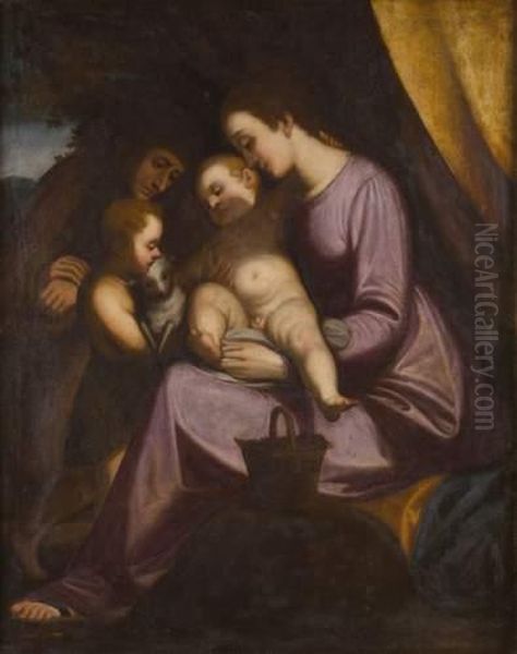 Vierge A L'enfant Entouree De Sainte Elisabeth Et De Saint
Jean-baptiste Oil Painting by Luca Cambiaso