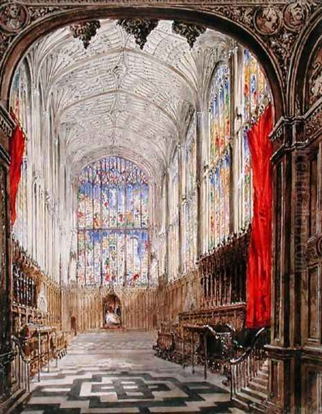 Interior of Kings College Chapel Oil Painting by Joseph Murray Ince