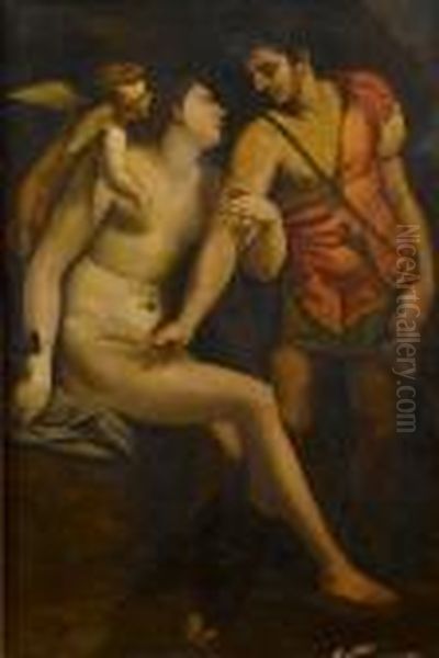 Venus And Adonis Oil Painting by Luca Cambiaso