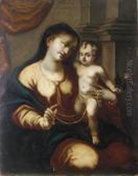 The Madonna And Child Oil Painting by Luca Cambiaso