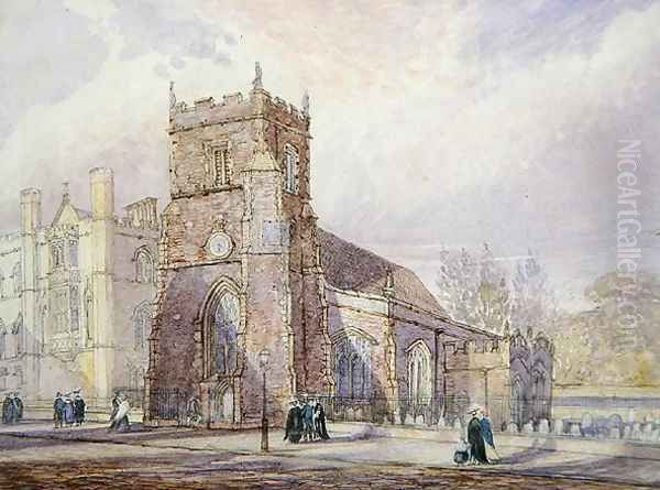 St Botolphs Cambridge and Corpus Christi College Oil Painting by Joseph Murray Ince