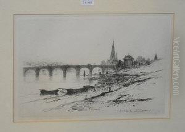 Perth Bridge Oil Painting by David Young Cameron