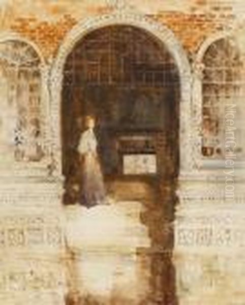 Venetian Doorway Oil Painting by David Young Cameron